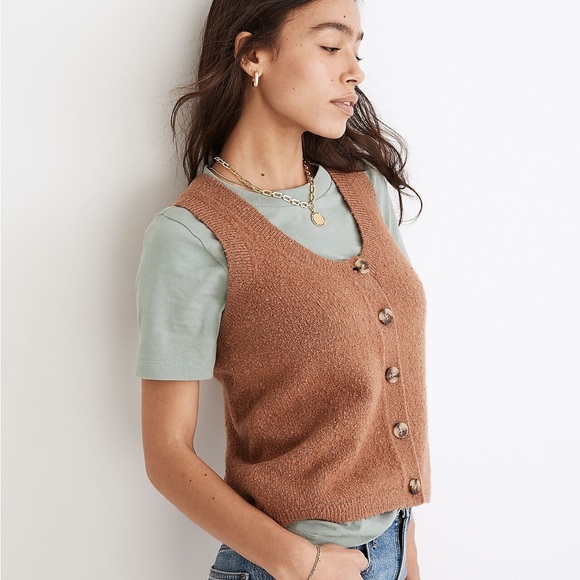 NWT Madewell Kneale Button-Front Sweater Vest - Picture 2 of 2